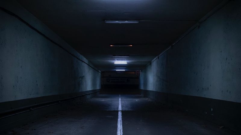 tunnel, underground, darkness, ceiling, walls, 4k