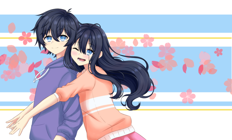 Kanade Silver, original characters, Date A Live, blue eyes, black hair, long hair, sweater, casual, Satou Matsuo, Seiko Matsuo, brothers