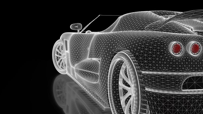 car, concept, three-dimensional, grid, 4k
