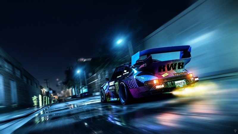 Porsche, German cars, car, vehicle, sports car, digital art, Porsche 911, night, street, motion blur, road, Monster Energy, Rauh Welt