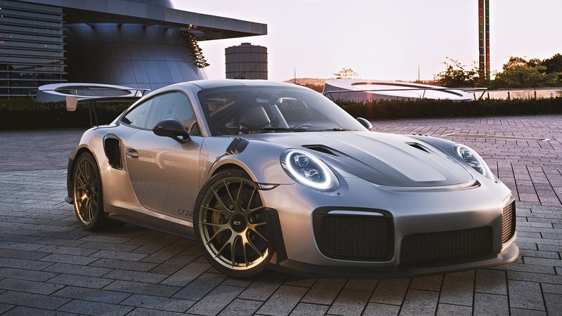 Porsche, German cars, car, vehicle, sports car, digital art, Porsche 911 GT2 RS, silver cars