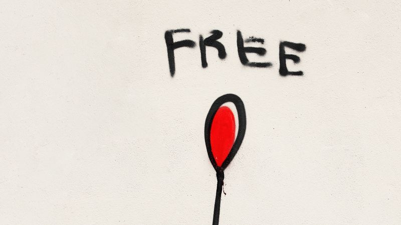 freedom, sign, balloon, girl, 4k