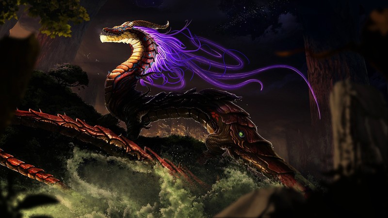 creature, dragon, artwork, fantasy art, dark, colorful