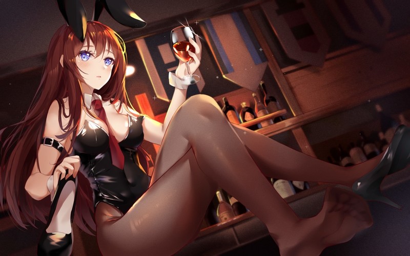 Steins;Gate, Makise Kurisu, animal ears, bunny ears, bunny girl, panty hose, long hair