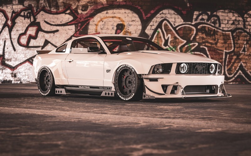 car, vehicle, white cars, Ford, Ford Mustang
