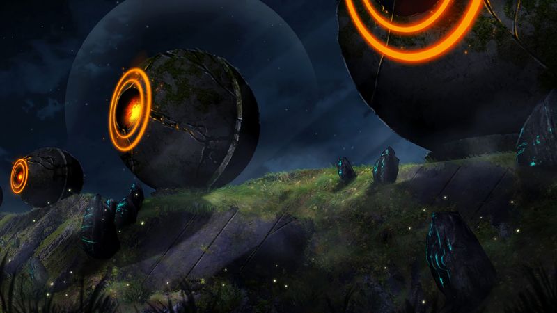 ball, circles, glow, art, 4k