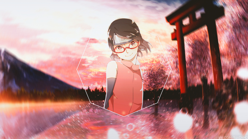 anime girls, anime, picture-in-picture, Naruto (anime), Uchiha Sarada