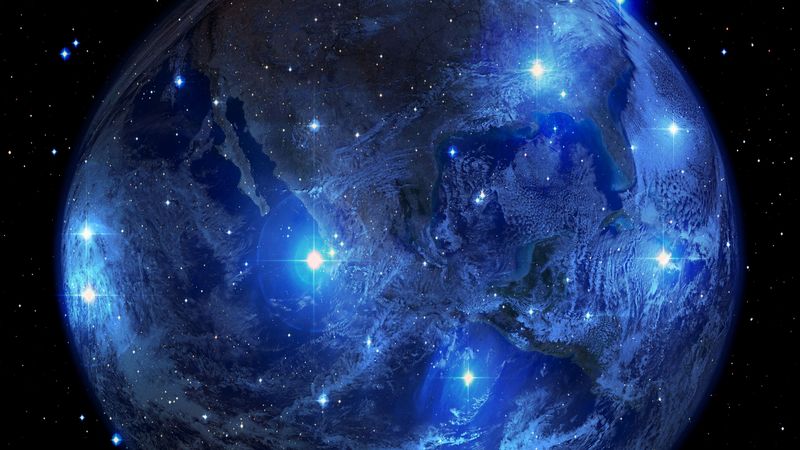 planet, earth, stars, universe, space, astronomy, 4k
