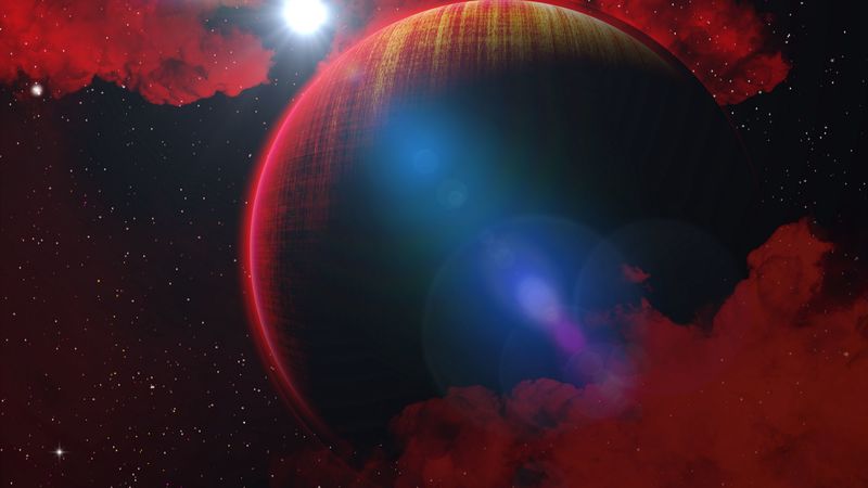 planet, red, fantasy, star, space, 4k