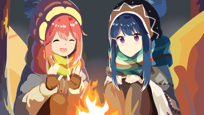 anime, anime girls, digital art, artwork, portrait, 2D, Yuru Camp, Nadeshiko Kagamihara, Rin Shima