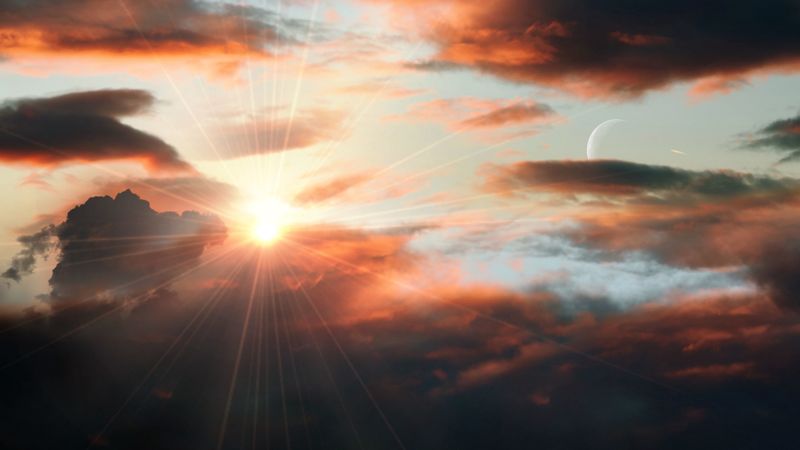 clouds, sky, night, light, rays, clearance, 4k