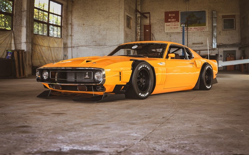 car, orange cars, vehicle, Ford, Shelby, digital art, yellow cars