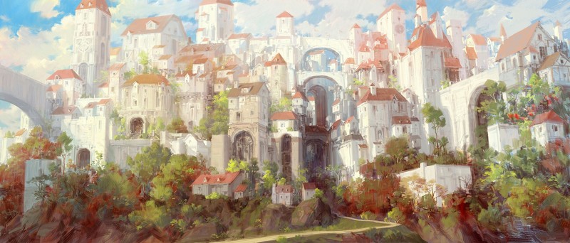 artwork, fantasy art, fantasy city