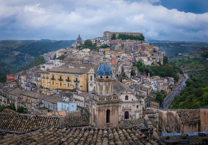 Italy, town, rooftops, Sicily