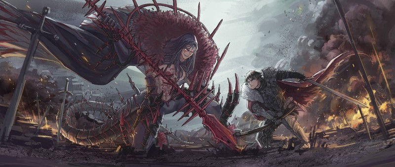 snafu, artwork, anime, fantasy art, sword, warrior