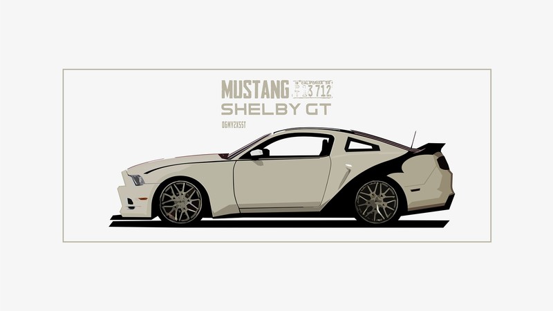 car, Mustang Shelby GT, vehicle, Mustang (Car), artwork, numbers, white background