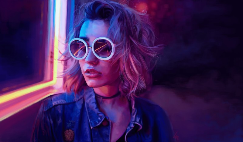 artwork, women, glasses, blonde, cyberpunk, fantasy girl, ArtStation