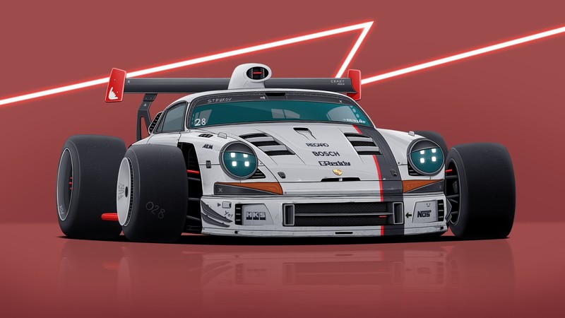 car, digital art, vehicle, Porsche, white cars