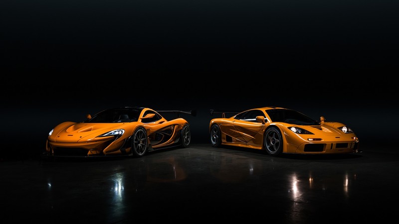 McLaren, McLaren P1 LM, McLaren F1 LM, orange cars, supercars, front angle view