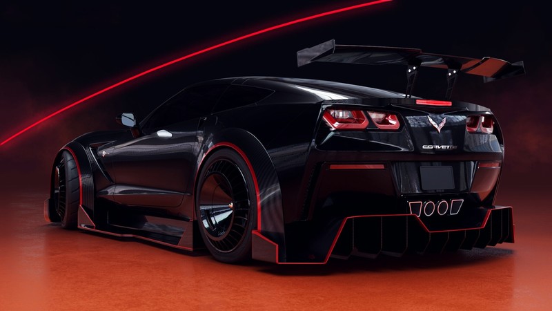 car, render, digital art, Corvette