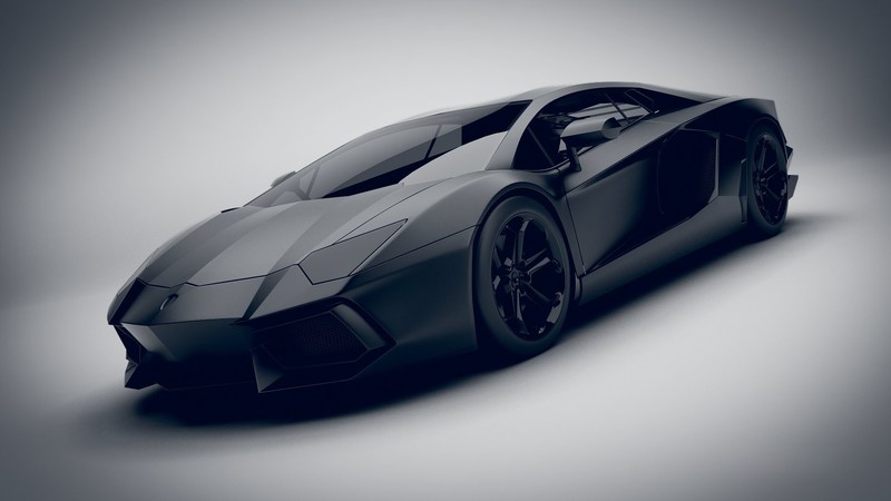 render, digital art, car, vehicle, Lamborghini Aventador, black cars, Lamborghini