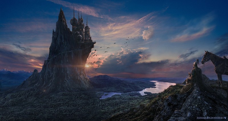 3d design, fantasy art, landscape, illustration, castle