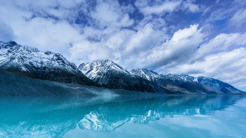 snow, winter, lake, cyan, landscape
