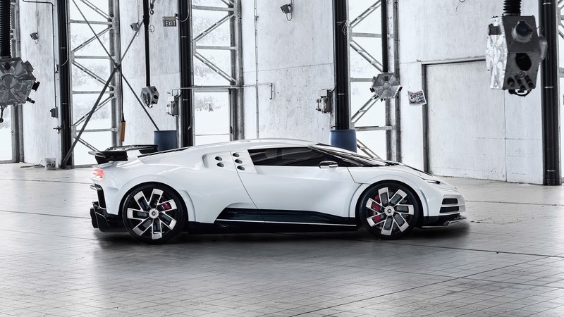 car, Bugatti, Bugatti Centodieci, white, supercars, side view