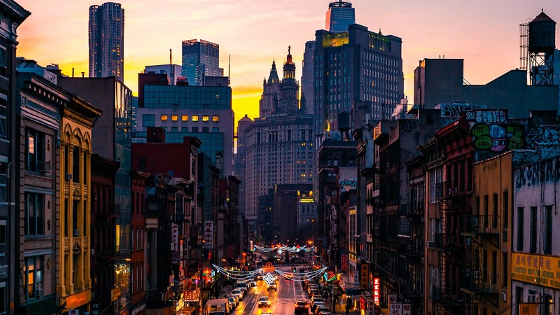 car, building, lights, street, city, New York City, Manhattan