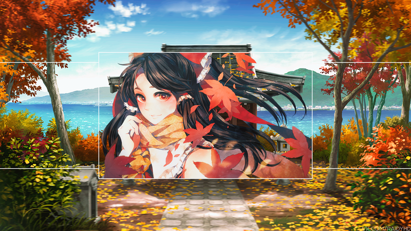 anime, anime girls, Touhou, picture-in-picture, Hakurei Reimu