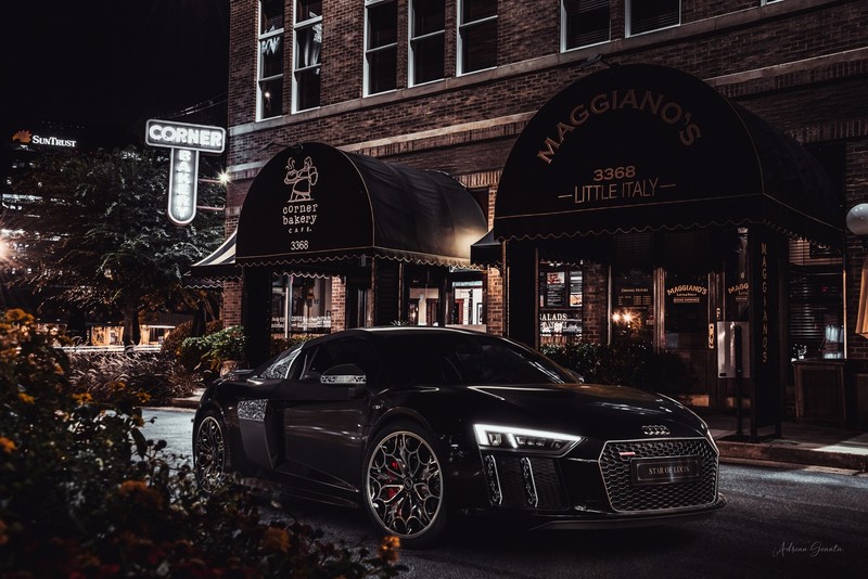 Audi, dark, car, vehicle, city, Audi R8, black cars, Audi R8 Type 4S