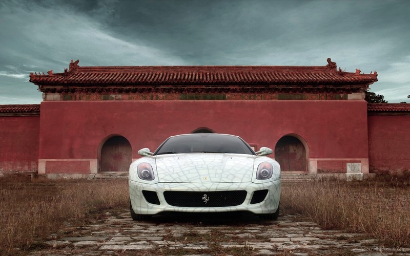Ferrari 599, China, white, car, supercars, race cars, Ferrari, white cars