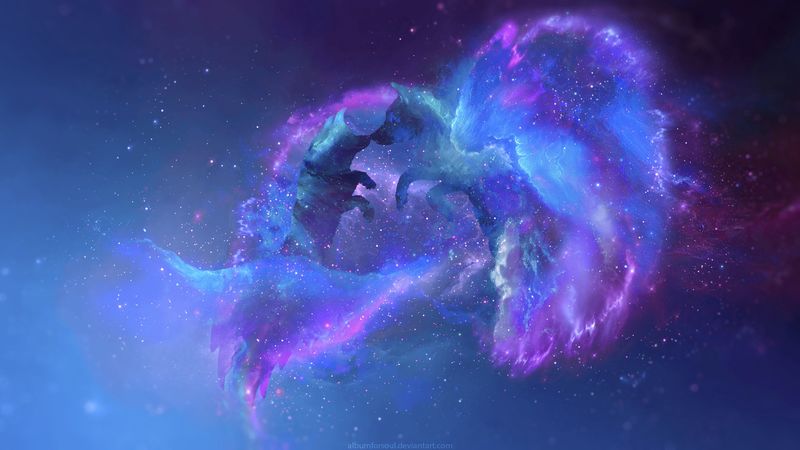 wolves, silhouettes, stars, galaxy, universe, 4k