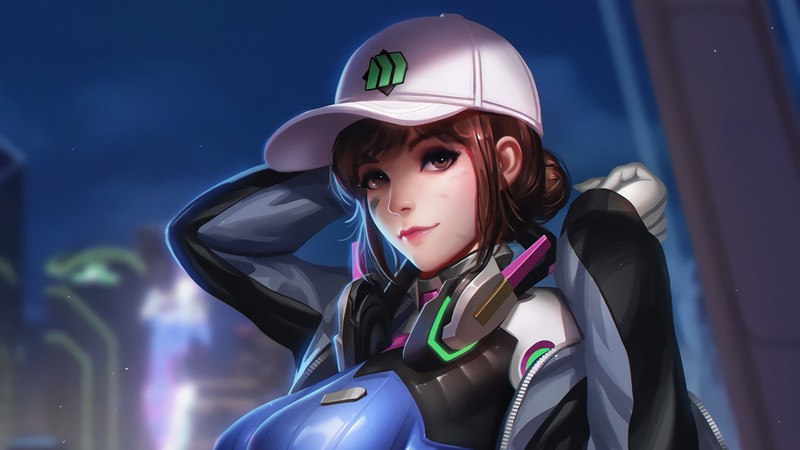 digital, digital art, artwork, drawing, digital painting, fictional, fictional character, video game art, video games, video game characters, video game girls, women, fantasy girl, character design, Overwatch, Blizzard Entertainment, environment, illustration, D.Va (Overwatch), portrait, brown eyes, Liang Xing