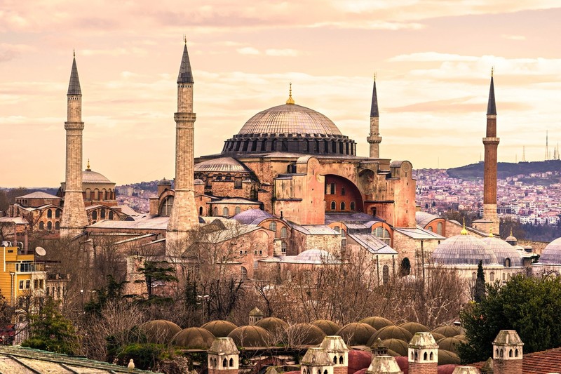 Istanbul, Turkey, Hagia Sophia, mosque, architecture, city, fall, trees