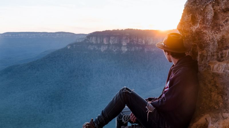 solitude, mountains, sunset, overview, height, 4k
