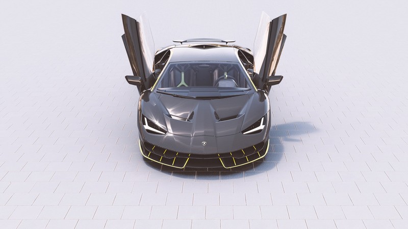 render, digital art, car, vehicle, black cars, Lamborghini, Lamborghini Centenario