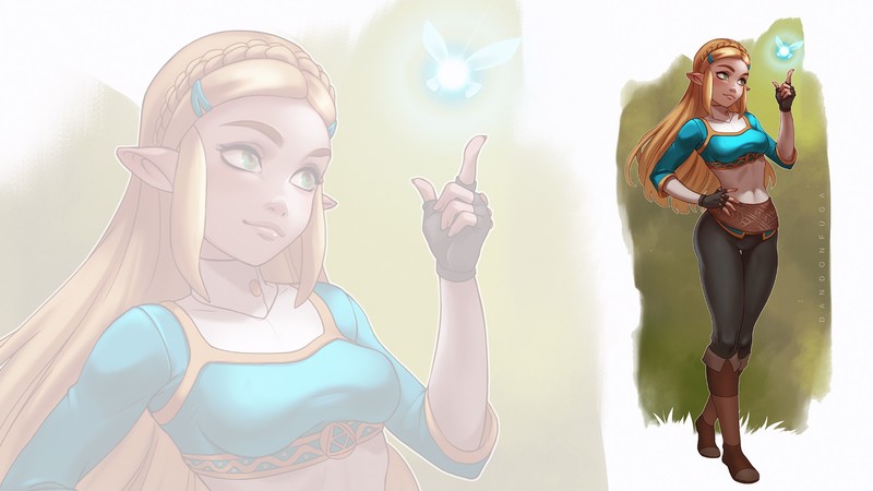 dandon fuga, Princess Zelda, The Legend of Zelda, Zelda, The Legend of Zelda: Breath of the Wild, blonde, pointed ears
