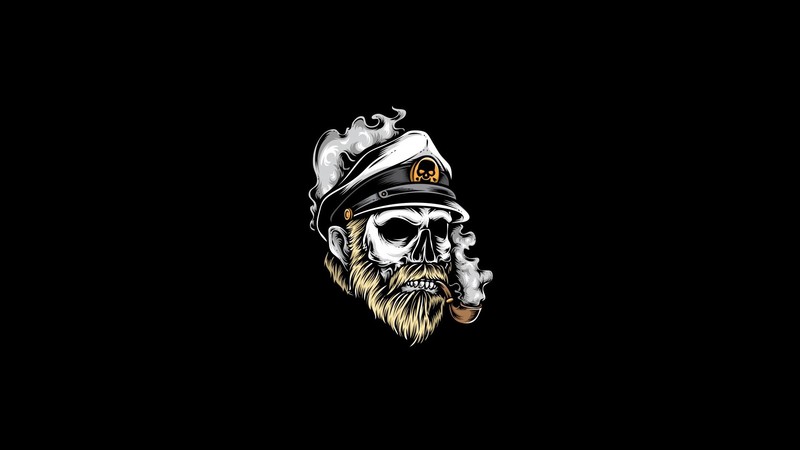 artwork, skull, simple background, minimalism, smoking