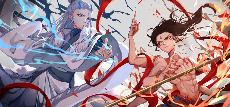 Nezha, Ne zha zhi mo tong jiang shi, anime, fantasy art, anime girls, colorful