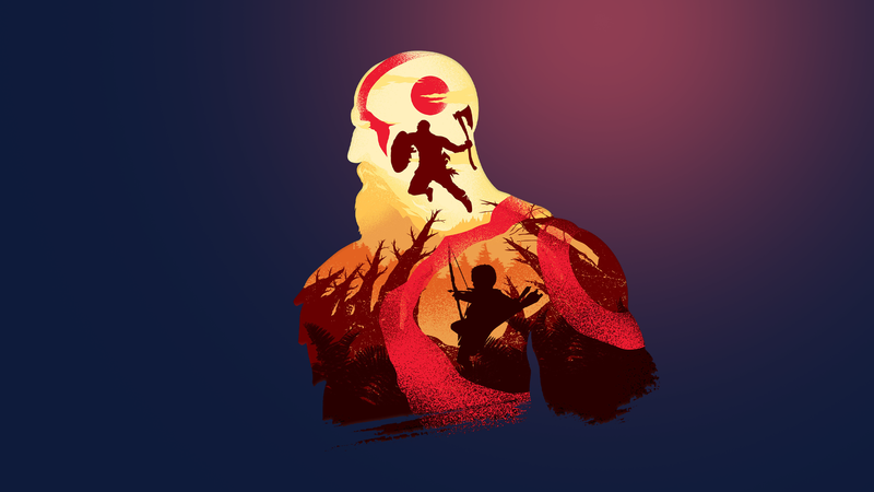 God of War, minimalism, video games, Kratos, simple, simple background