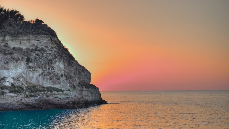 Calabria, Italy, Sun, sea, nature, cliff, rocks, skyscape, Tropea, Santa Maria Church on Isola Bella