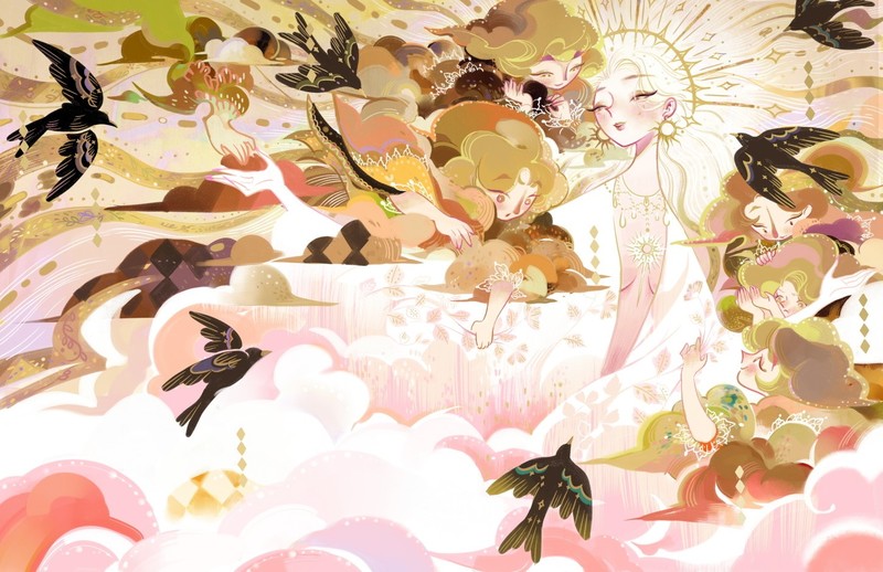 illustration, 113 Character, anime, anime girls, birds
