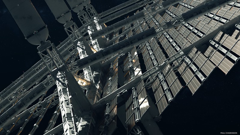 Paul Chadeisson, science fiction, render, space, space art, space station, digital art