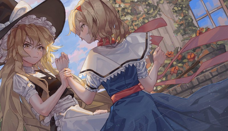 anime, anime girls, digital art, artwork, 2D, portrait, Touhou, Kirisame Marisa, Alice Margatroid