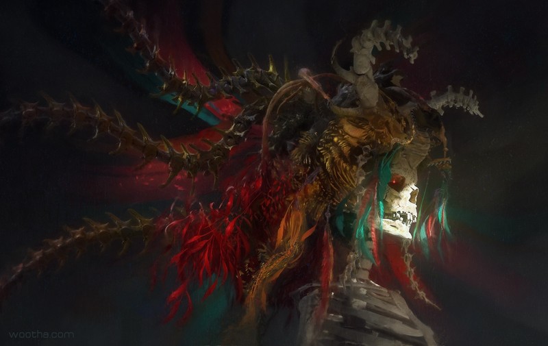 artwork, fantasy art, skull, skeleton