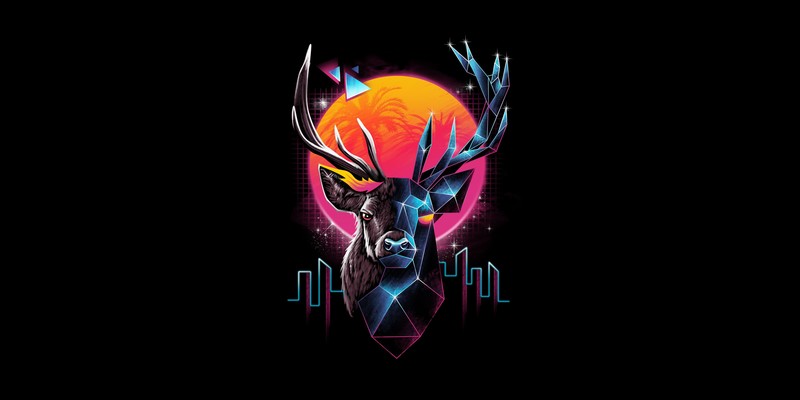 deer, animals, artwork, simple background, minimalism