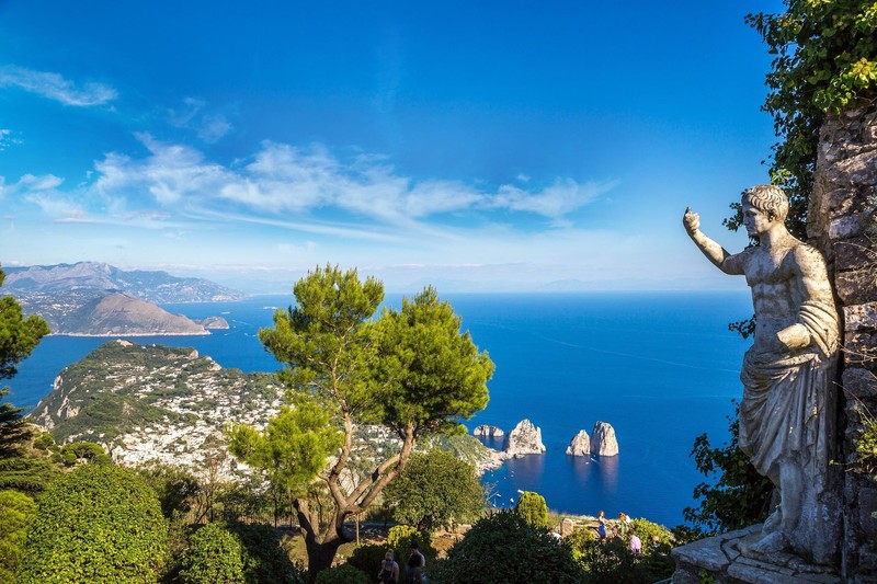 Anacapri, Italy, sea village, statue, Ancient Greek sculpture, landscape