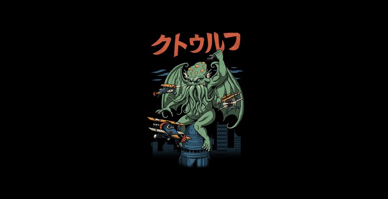 Cthulhu, H. P. Lovecraft, artwork, humor, minimalism, simple background