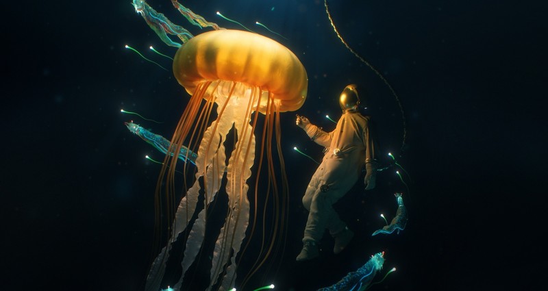 artwork, sea, science fiction, animals, underwater